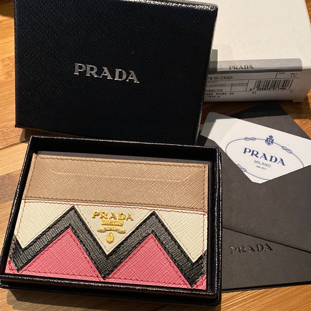 Prada Saffiano Greca Flat Card Case